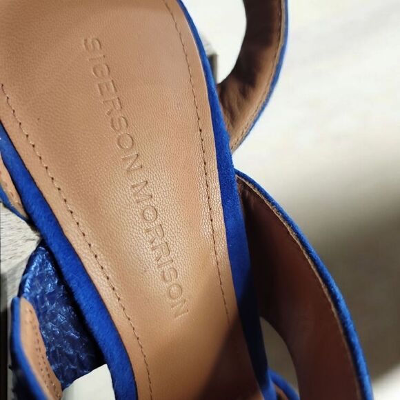 Sigerson Morrison DIANA Blue Suede Heels with Slingback Design 7.5 - Picture 6 of 6